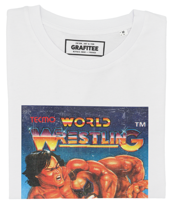T-shirt World Wrestling blanc plié