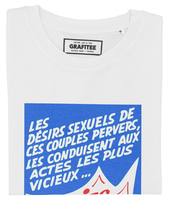 T-shirt Orgies Pour Jouir blanc plié
