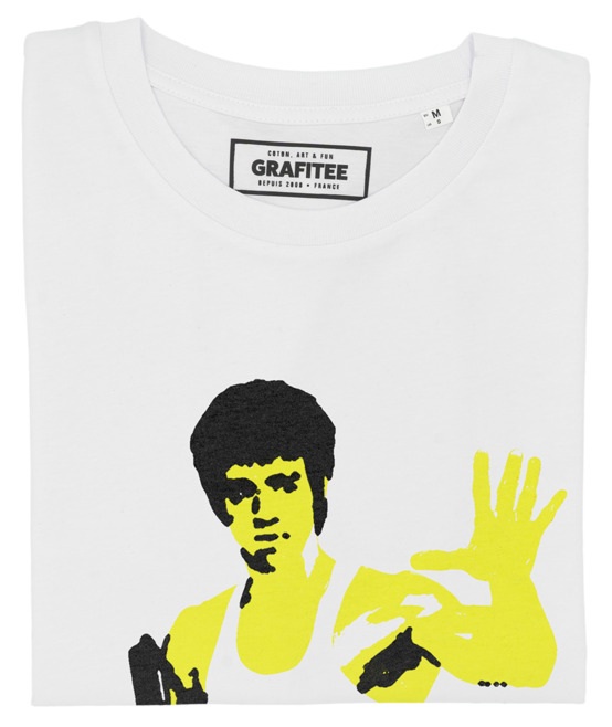 T-shirt Pochoir Bruce Lee blanc plié