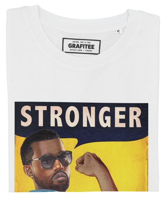 T-shirt Kanye Stronger blanc plié