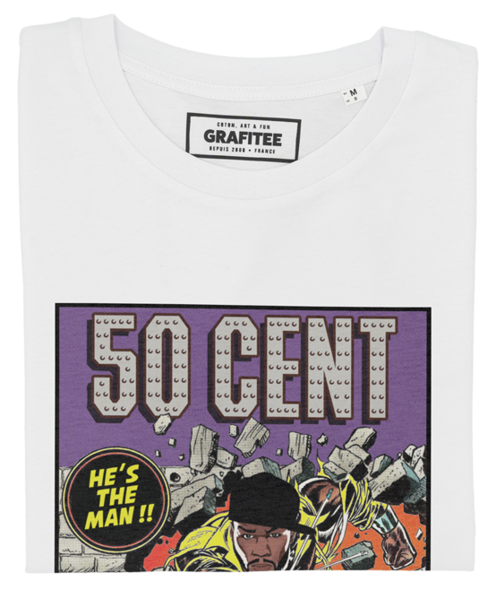 T-shirt 50 Cent blanc plié