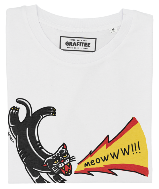 T-shirt Meowww blanc plié