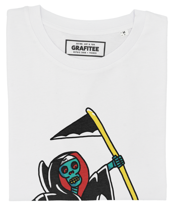 T-shirt Skate To Death blanc plié