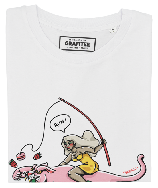T-shirt Running Panther blanc plié