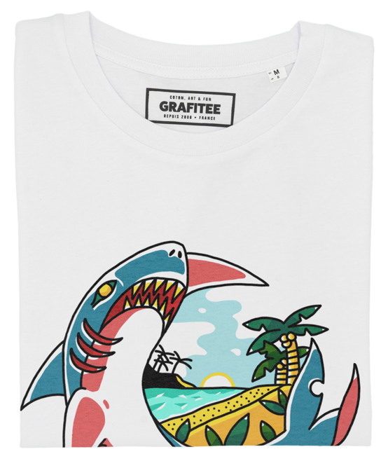 T-shirt Beach Shark blanc plié