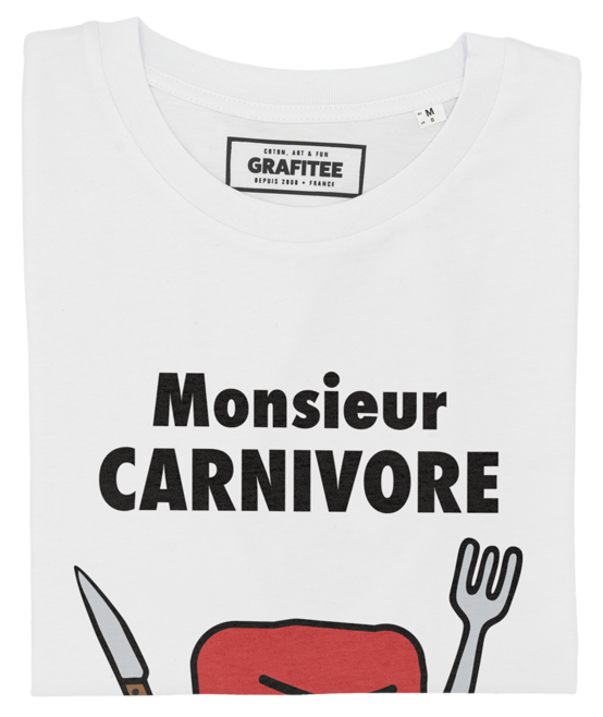T-shirt Monsieur Carnivore blanc plié