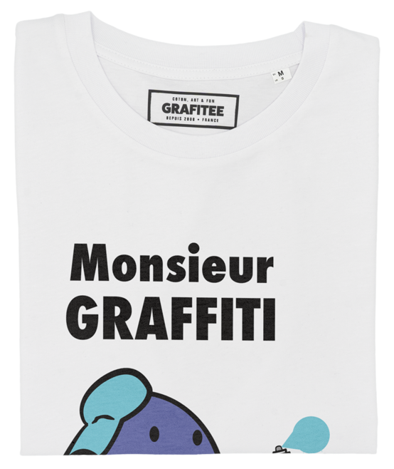 T-shirt Monsieur Graffiti blanc plié