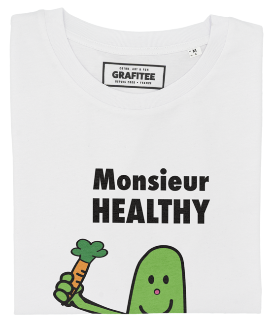 T-shirt Monsieur Healthy blanc plié