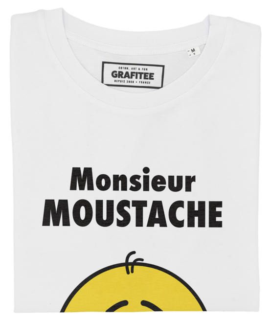 T-shirt Monsieur Moustache blanc plié