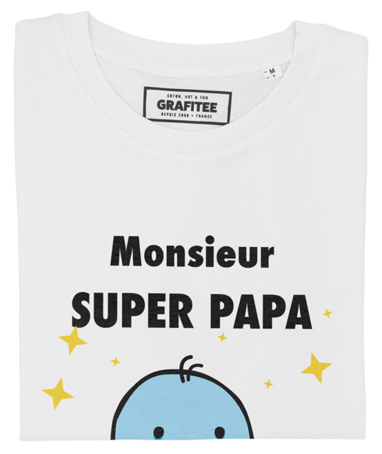 T-shirt Monsieur Super Papa blanc plié