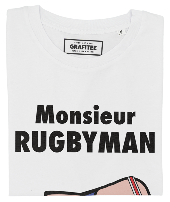 T-shirt Monsieur Rugbyman blanc plié
