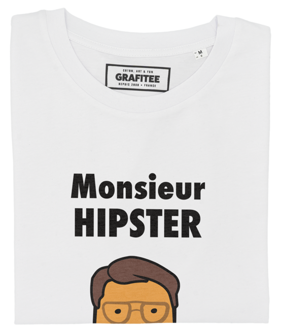 T-shirt Monsieur Hipster blanc plié