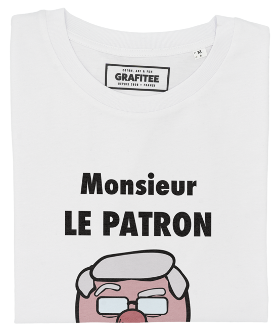 T-shirt Monsieur Le Patron blanc plié