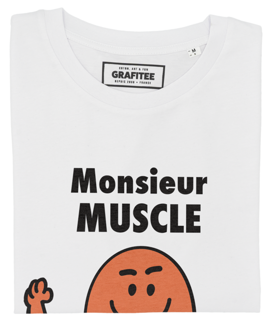 T-shirt Monsieur Muscle blanc plié