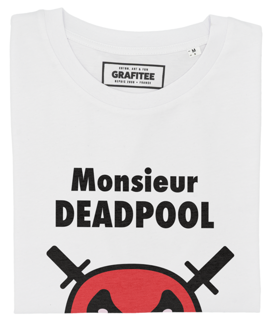 T-shirt Monsieur Deadpool blanc plié