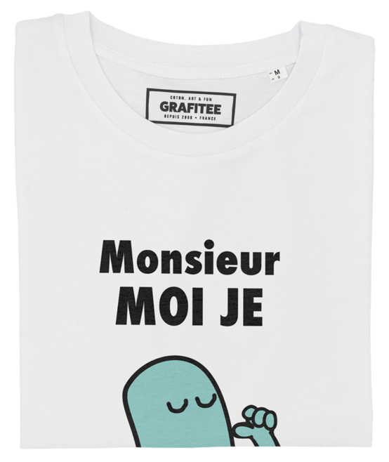T-shirt Monsieur Moi Je blanc plié