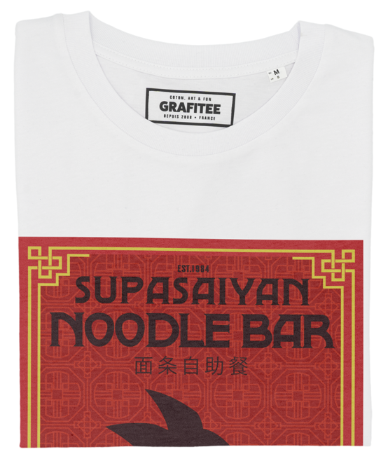 T-shirt Supasaiyan Noodle Bar blanc plié