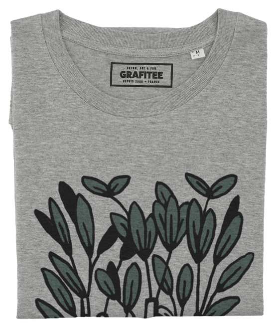 T-shirt Plants and Skulls gris chiné plié