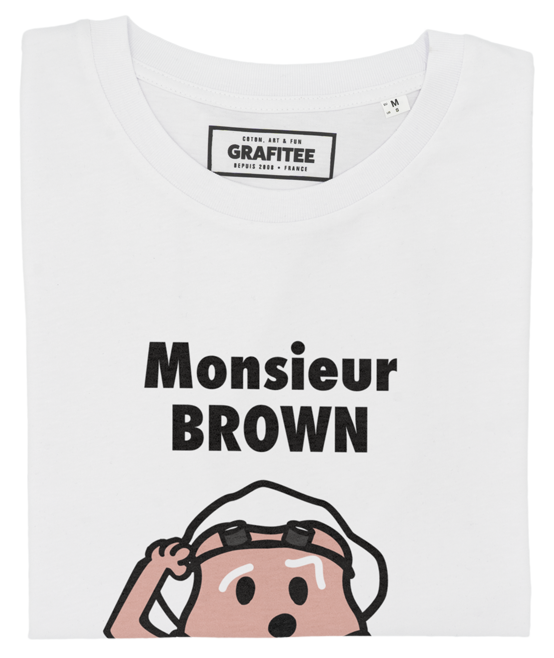 T-shirt Monsieur Brown blanc plié