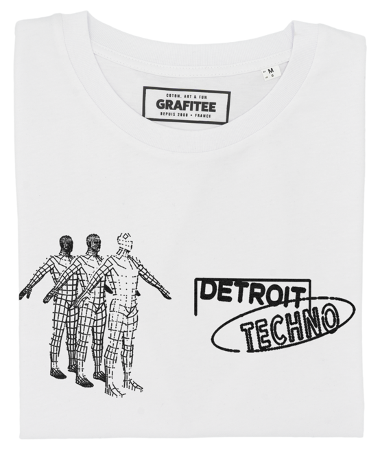 T-shirt Detroit Techno blanc plié