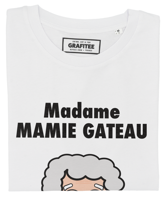T-shirt Madame Mamie Gâteau blanc plié