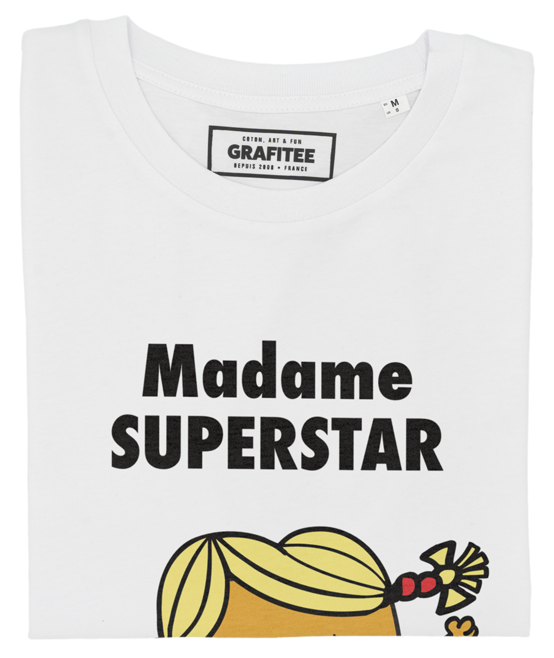 T-shirt Madame Super Star blanc plié