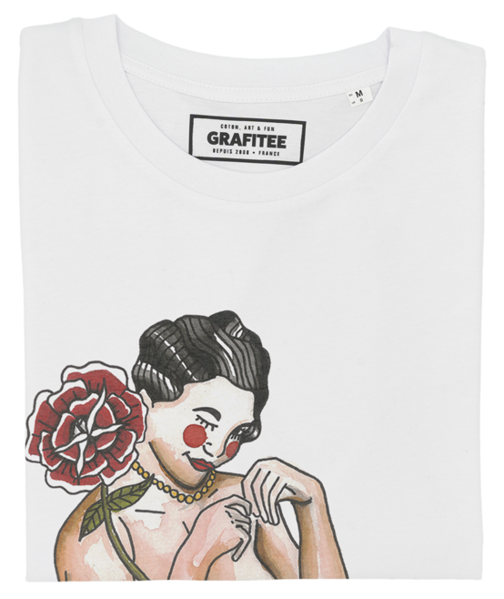 T-shirt Femme Vintage Tattoo blanc plié