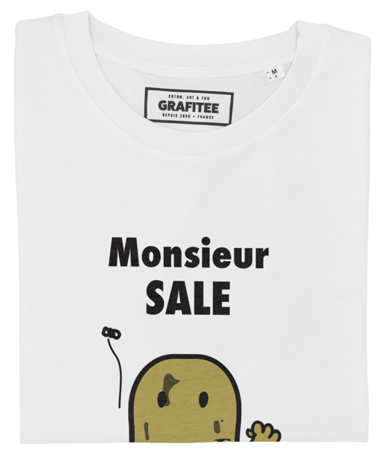 T-shirt Monsieur Sale blanc plié