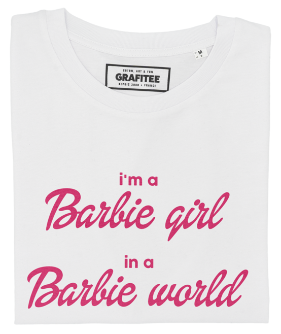 T-shirt Barbie Girl blanc plié