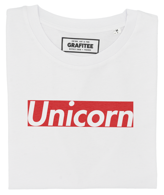 T-shirt Unicorn Logo Box blanc plié