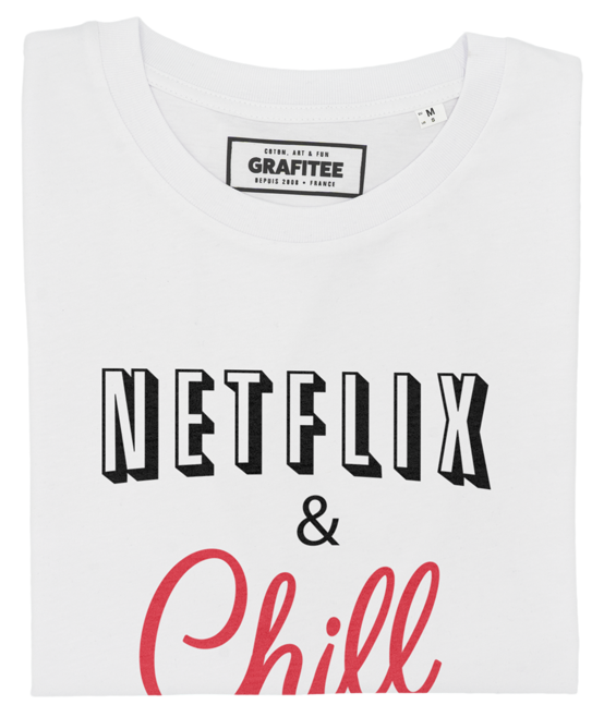 T-shirt Netflix & Chill blanc plié