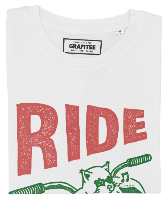 T-shirt Ride safe blanc plié