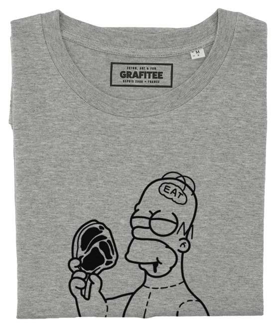 T-shirt Just Do Eat Homer gris chiné plié