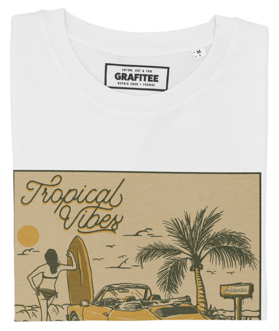 T-shirt Tropical Vibes blanc plié