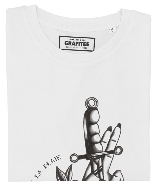 T-shirt Couteau dans la plaie blanc plié