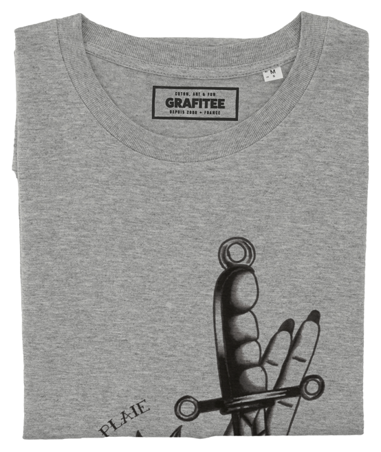 T-shirt Couteau dans la plaie gris chiné plié