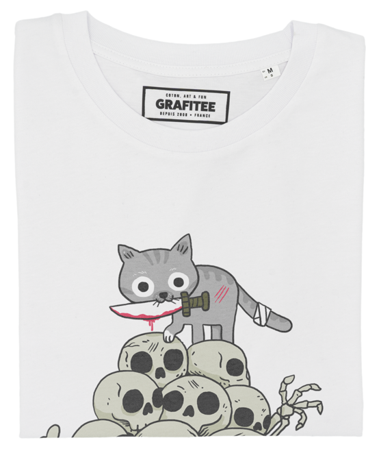 T-shirt Killer Cat blanc plié