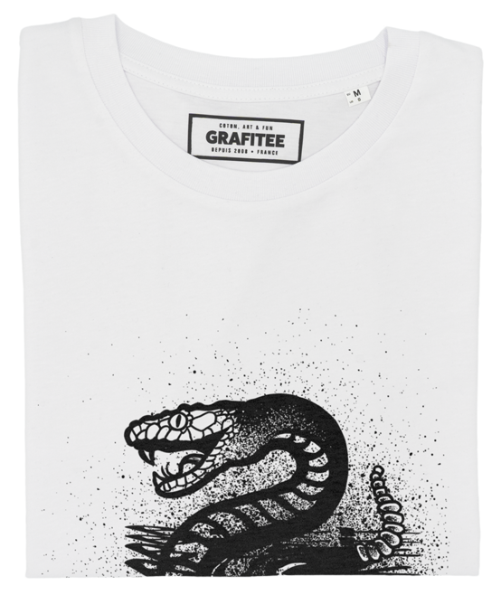 T-shirt Serpent à Sonnette blanc plié