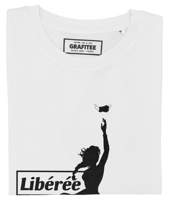 T-shirt Libérée Déconfinée blanc plié