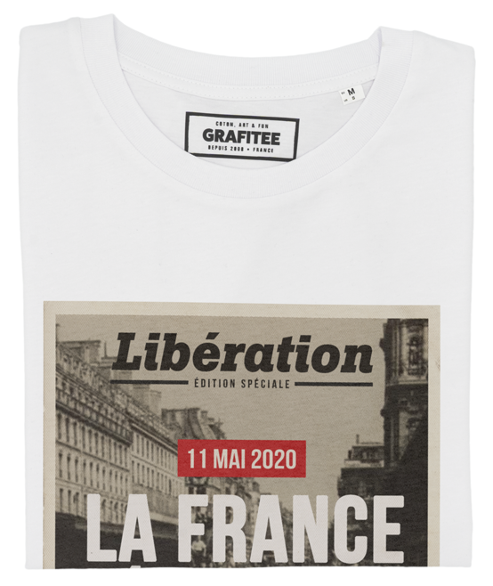 T-shirt La France déconfinée ! blanc plié
