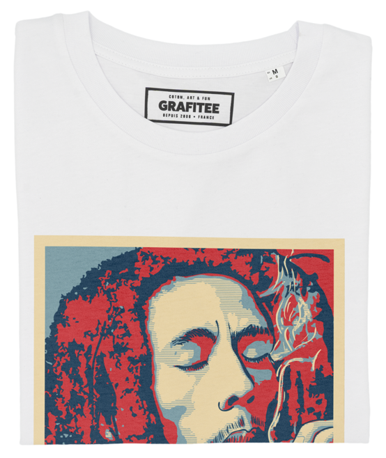 T-shirt Bob Marley Zion blanc plié
