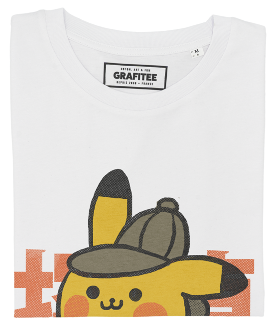 T-shirt Détective Pikachu blanc plié
