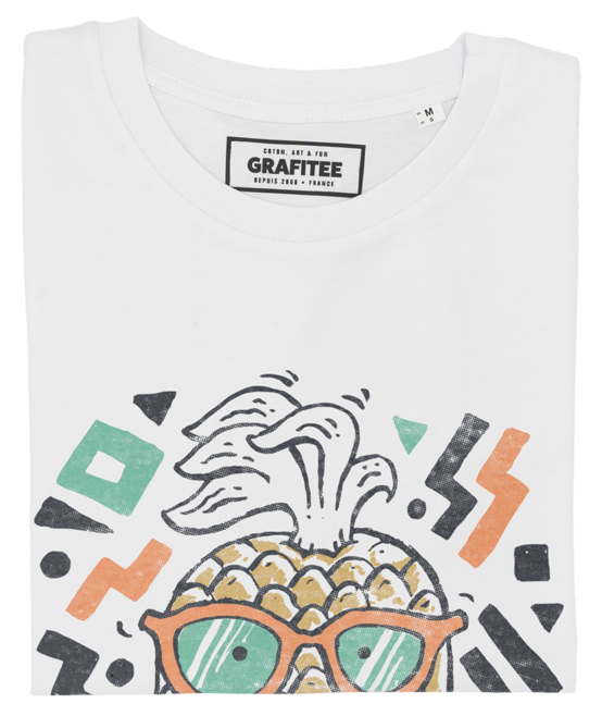 T-shirt Ananas Hipster blanc plié