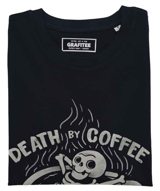 T-shirt Death by coffee noir plié
