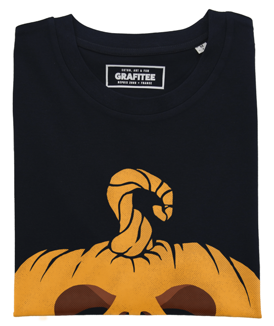 T-shirt Citrouille Halloween noir plié