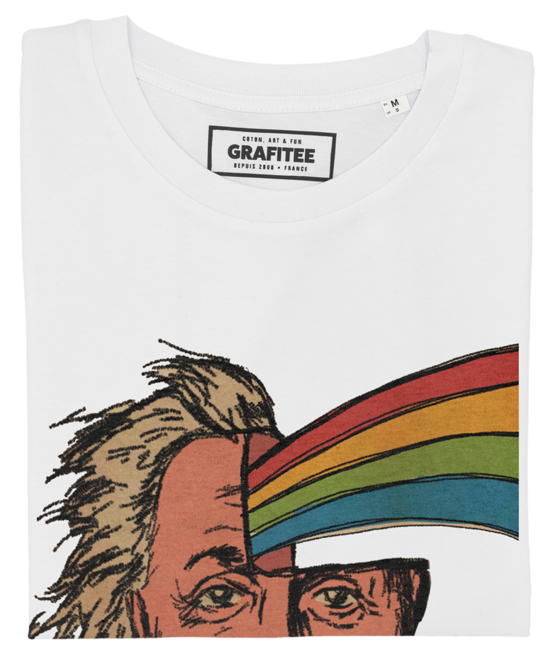 T-shirt Einstein Rainbow blanc plié