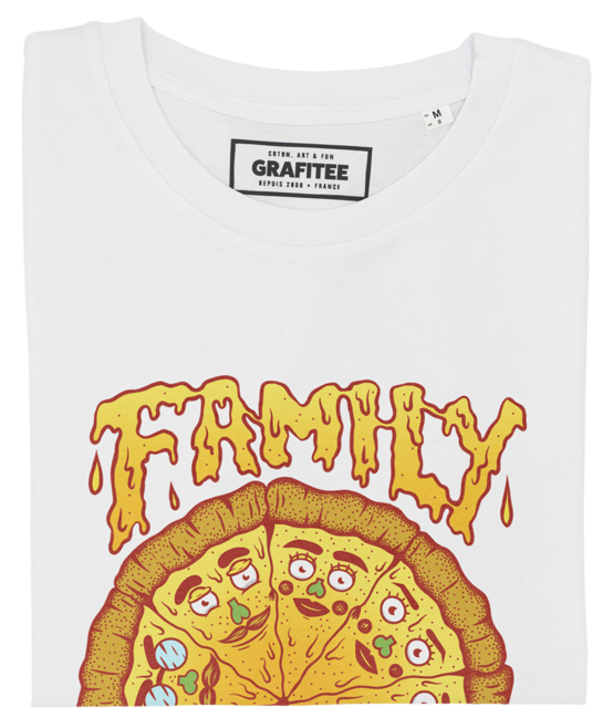 T-shirt Family Pizza blanc plié