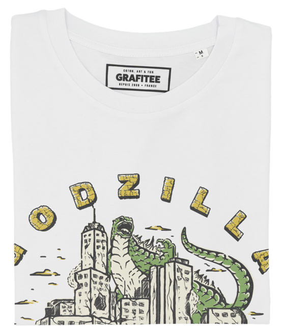 T-shirt Monstre Godzilla blanc plié