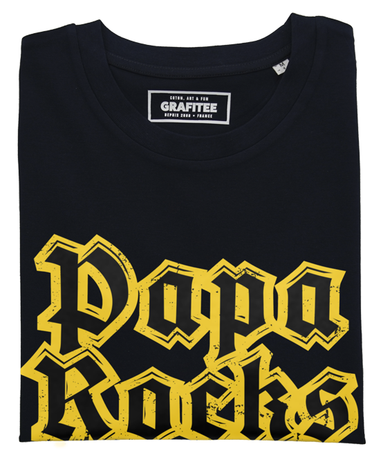 T-shirt Papa Rocks noir plié