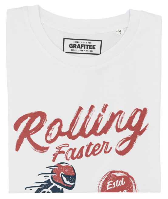 T-shirt Rolling Faster blanc plié